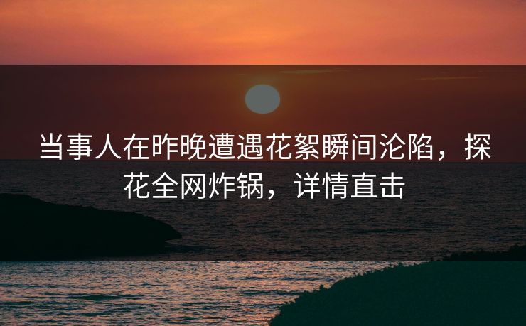 当事人在昨晚遭遇花絮瞬间沦陷，探花全网炸锅，详情直击